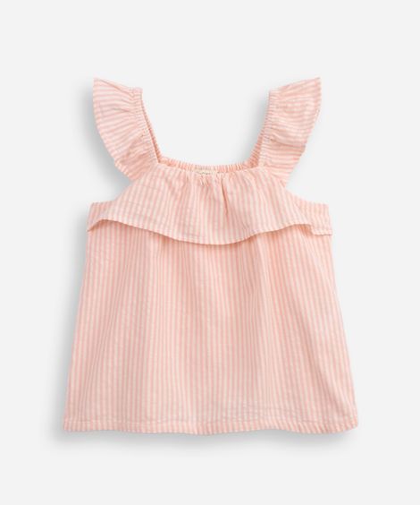 blusa de algodão infantil listrada rosa
