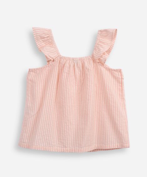blusa de algodão infantil listrada rosa