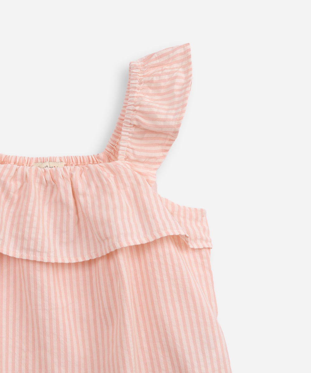 blusa de algodão infantil listrada rosa