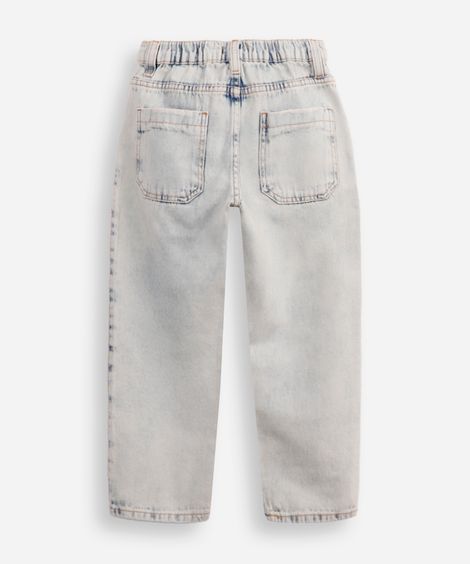 calça skater infantil jeans cós com elástico azul