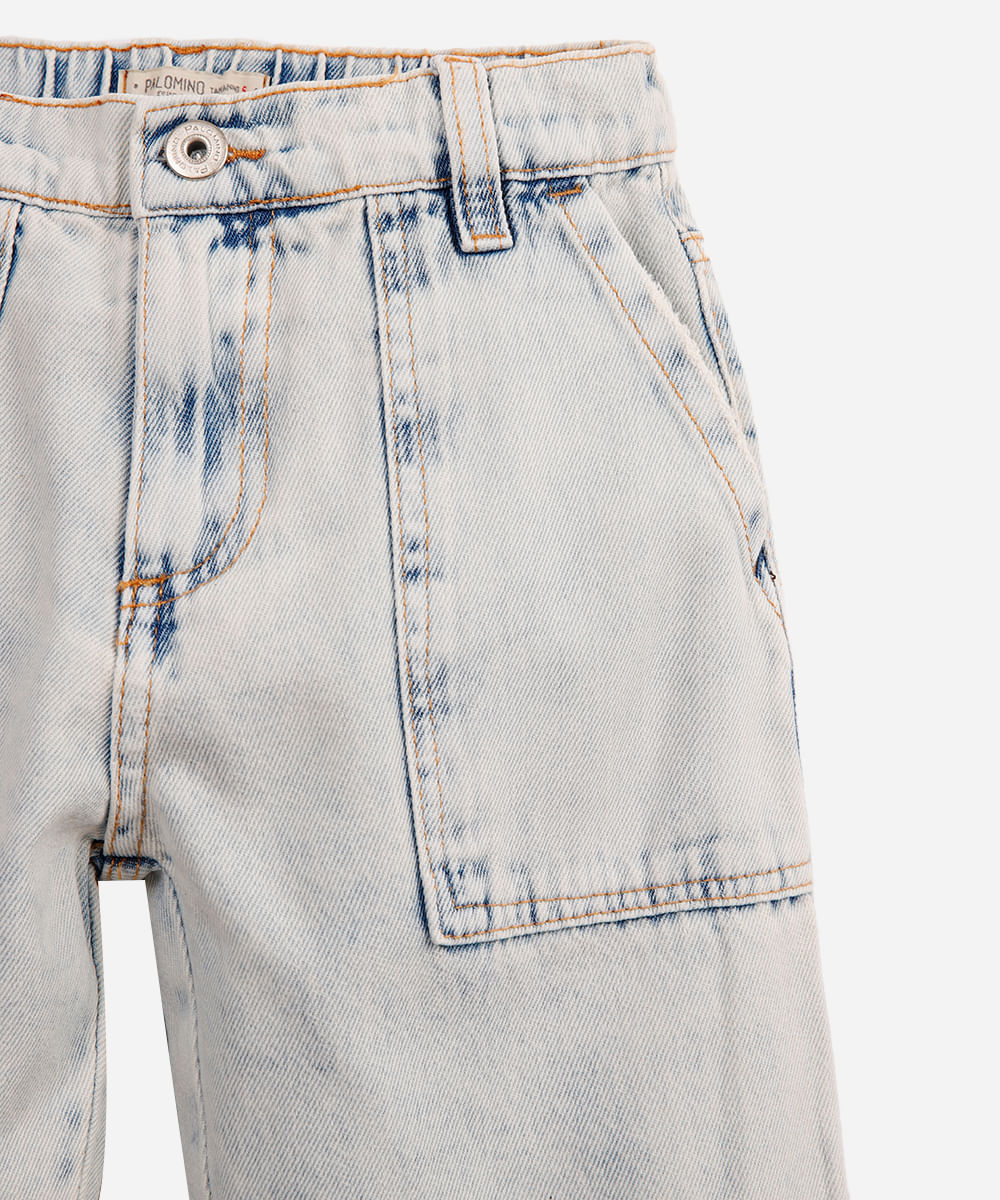 calça skater infantil jeans cós com elástico azul