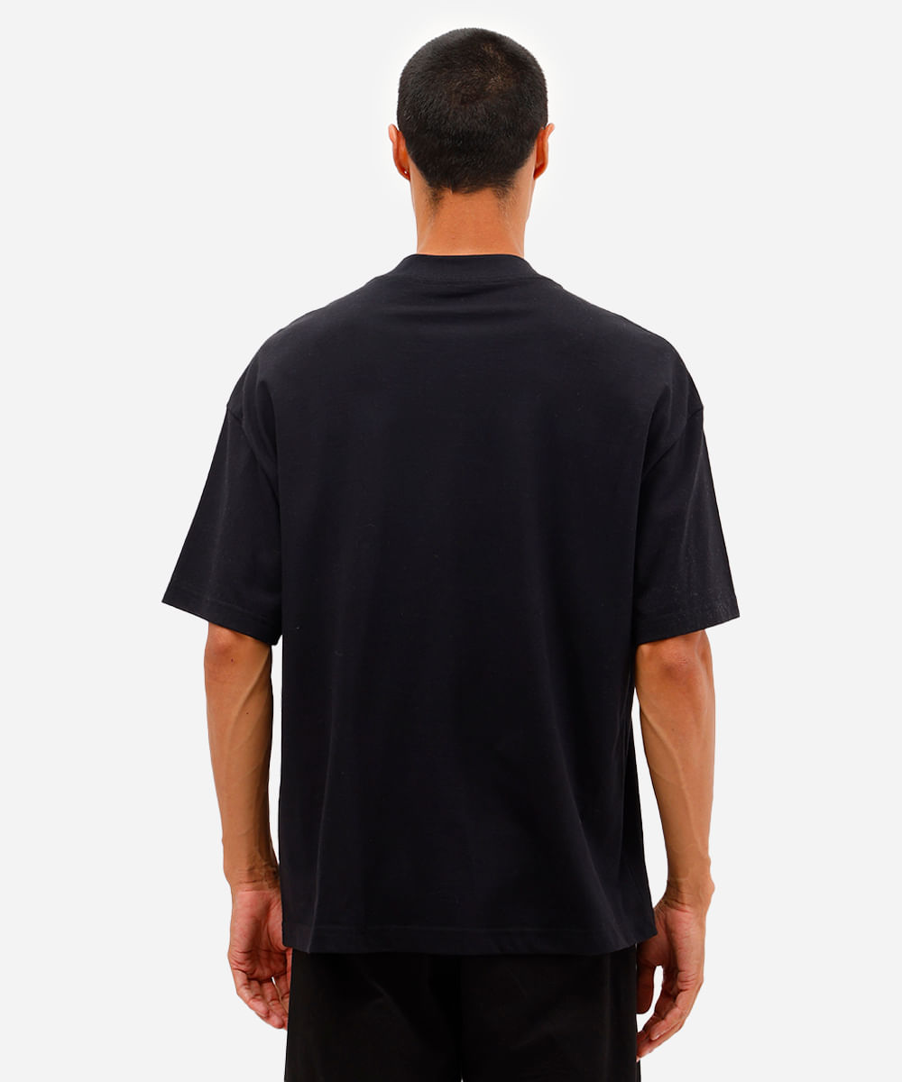 camiseta oversized masculina de algodão gola v athletics preta