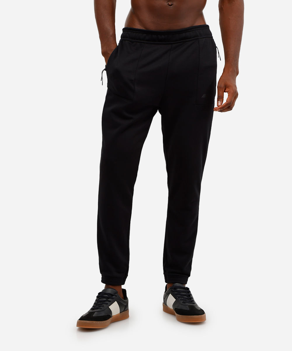 calça jogger masculina esportiva de moletom preta