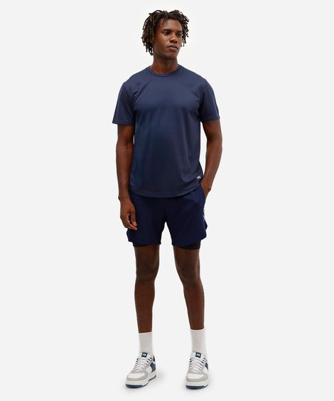 short com bermuda de compressão esportivo azul