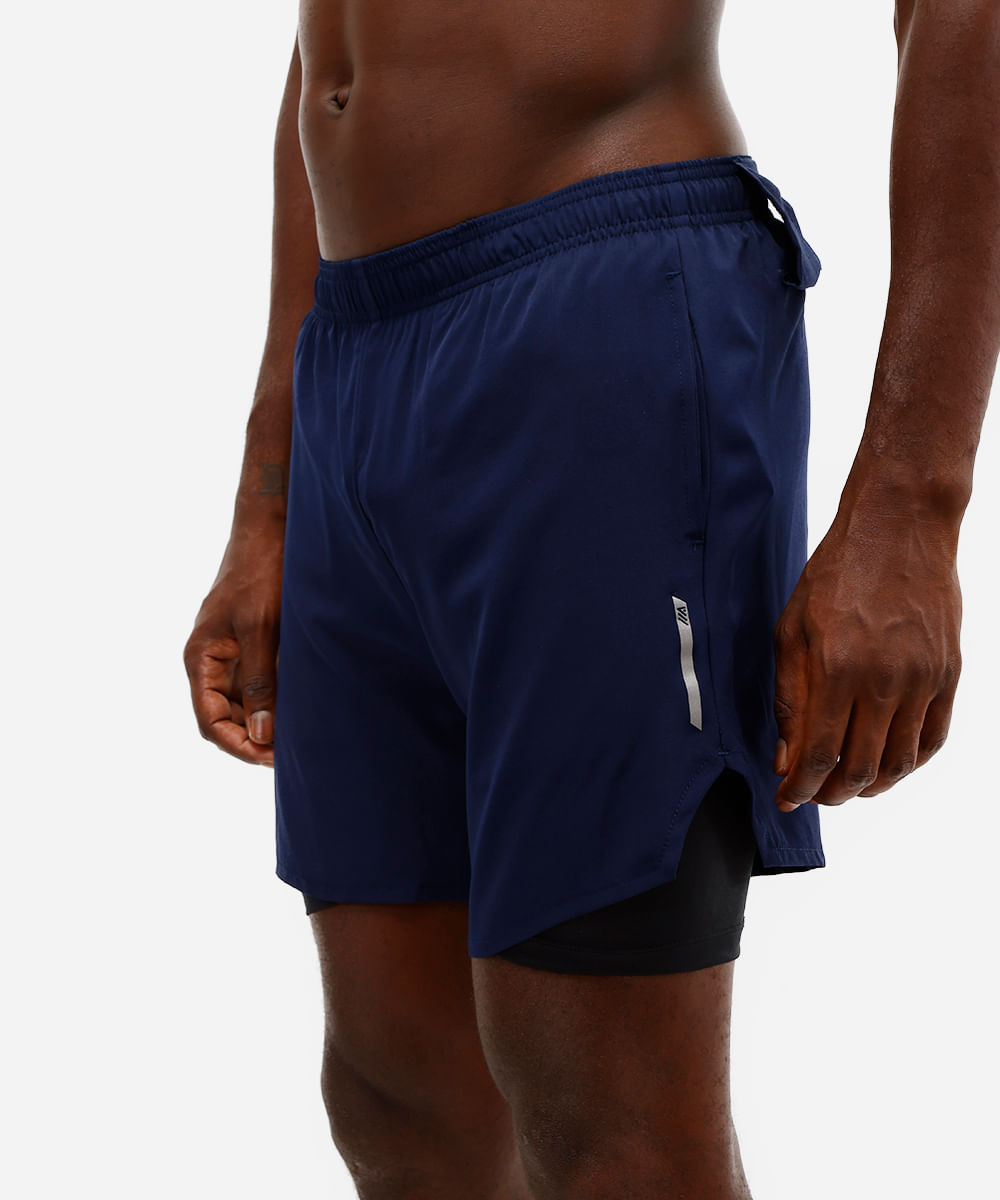 short com bermuda de compressão esportivo azul