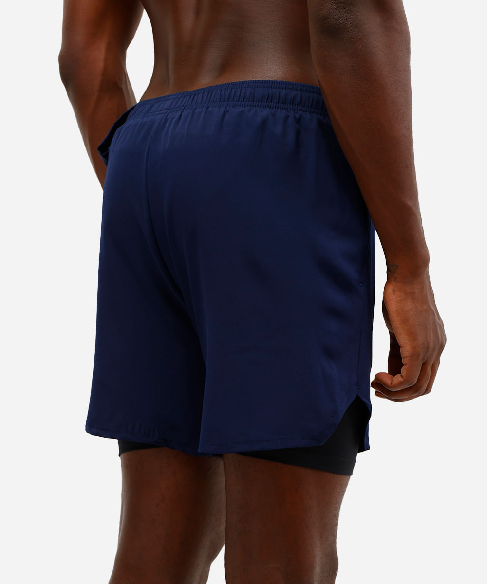 short com bermuda de compressão esportivo azul