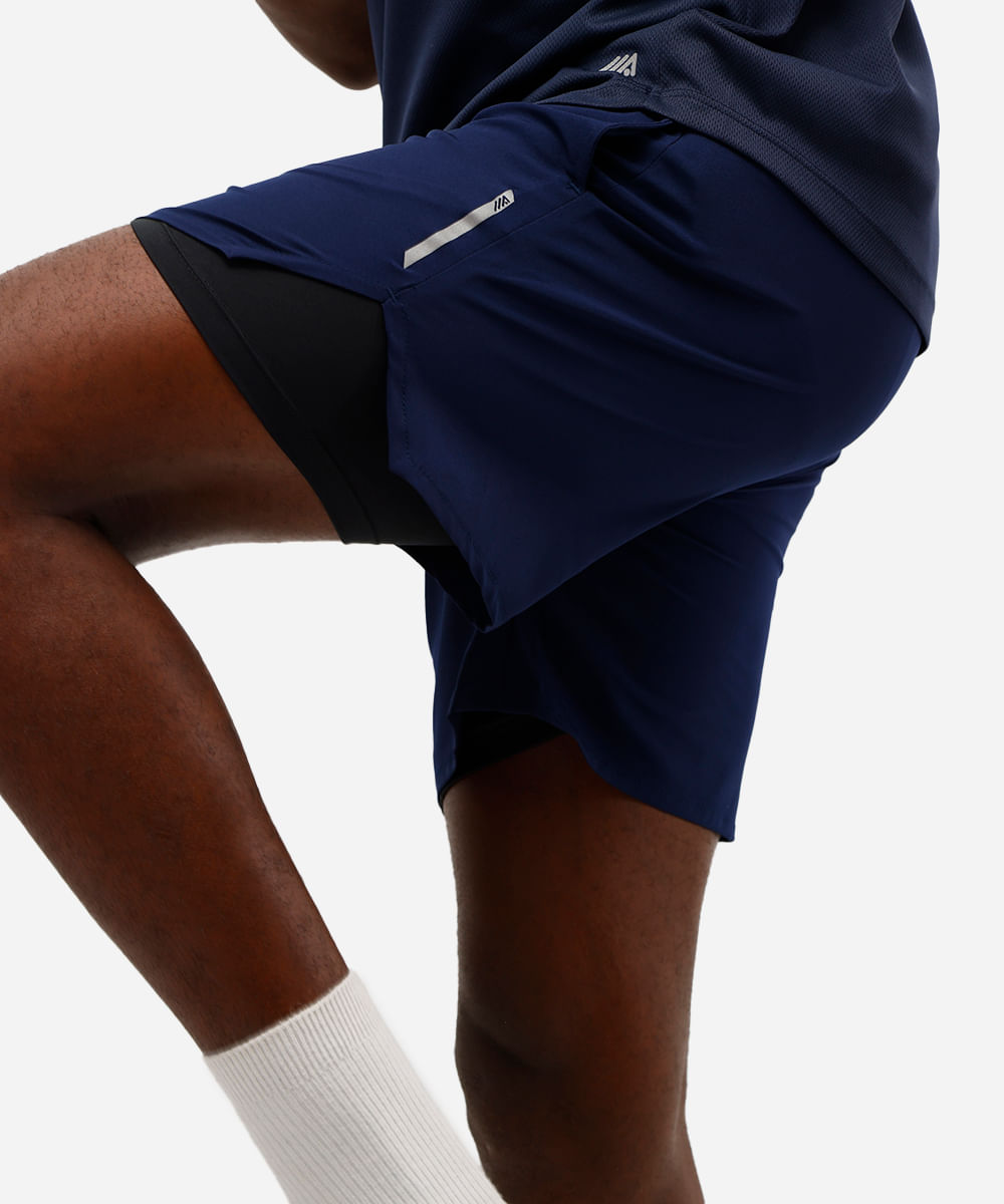 short com bermuda de compressão esportivo azul
