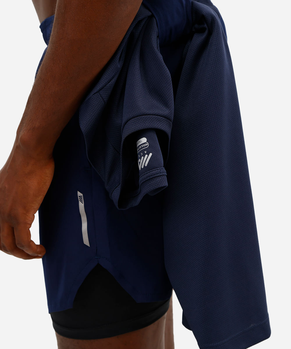 short com bermuda de compressão esportivo azul
