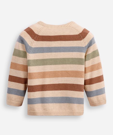 suéter de tricot infantil listrado bege