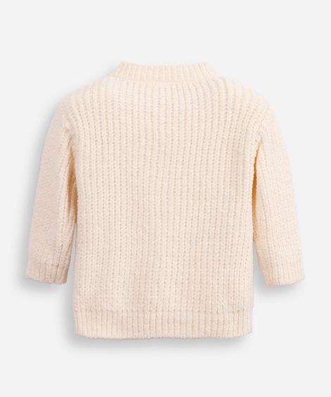 cardigan infantil de tricot gola v off white