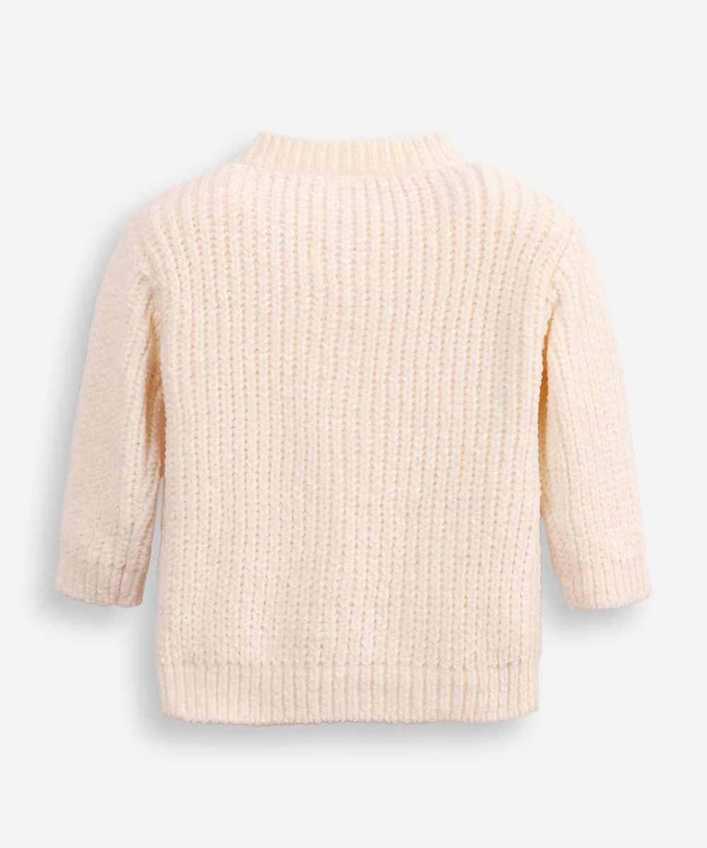 cardigan infantil de tricot gola v off white