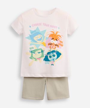 conjunto infantil curto divertida mente off white