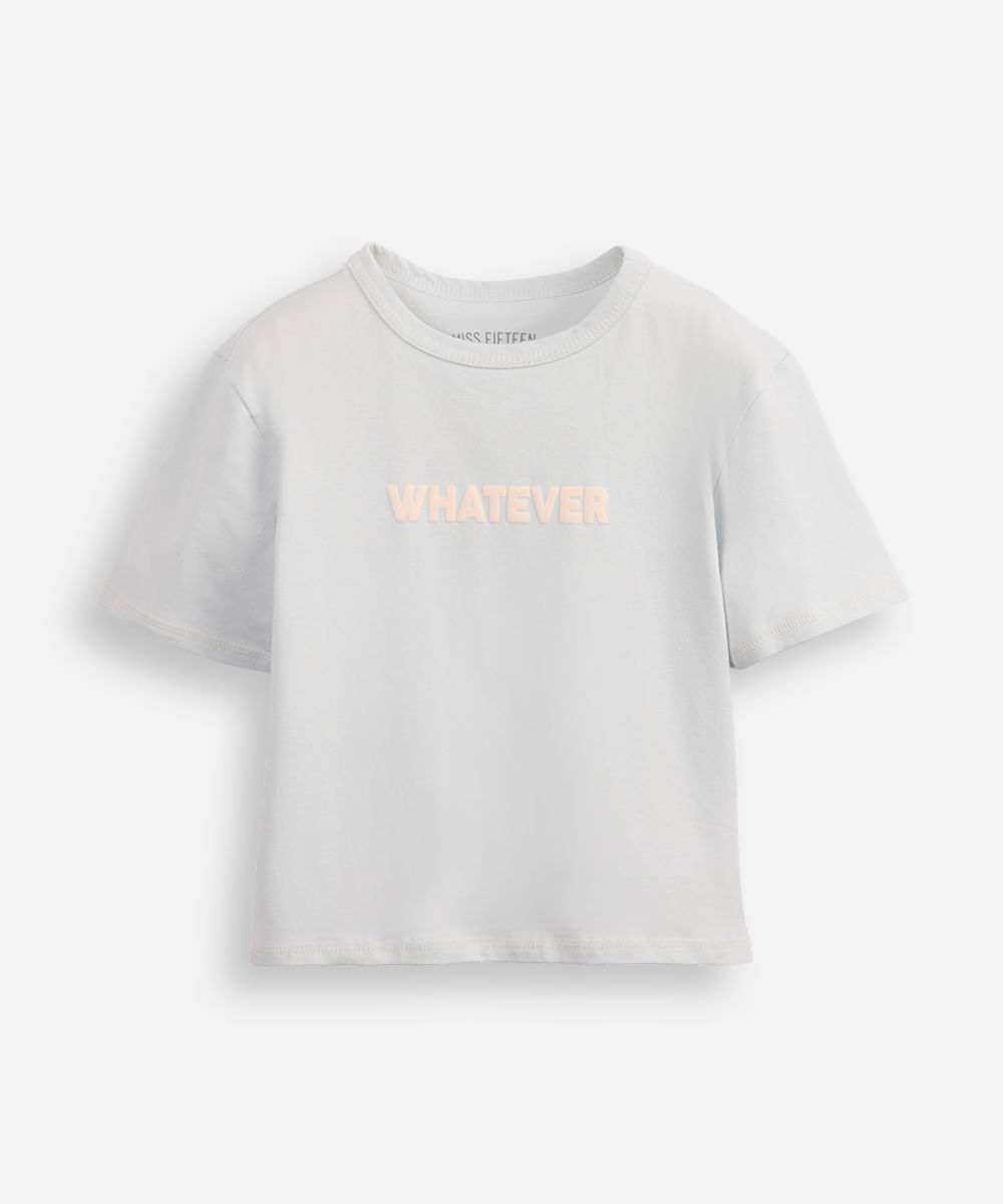 camiseta de algodão juvenil whatever azul