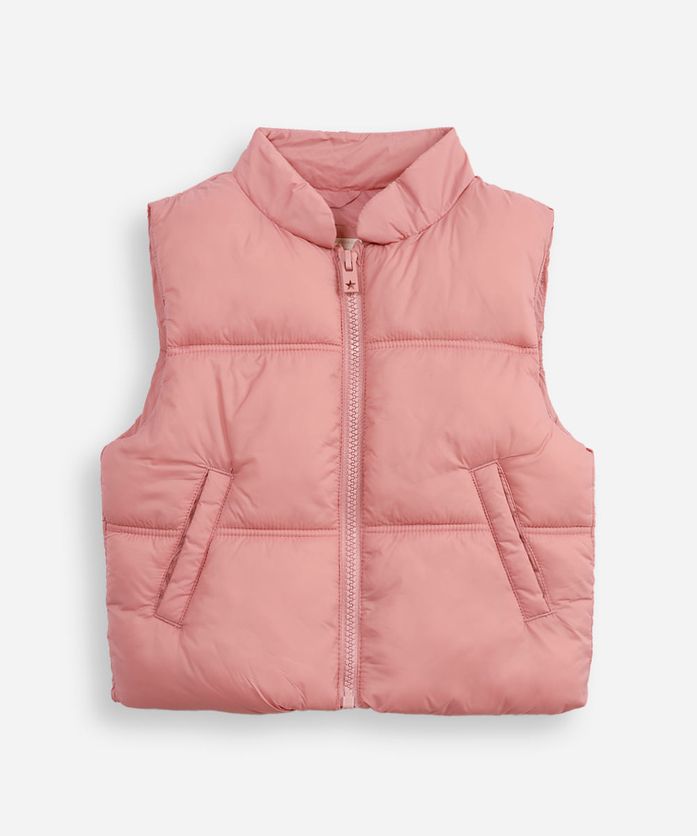 colete puffer infantil rosa