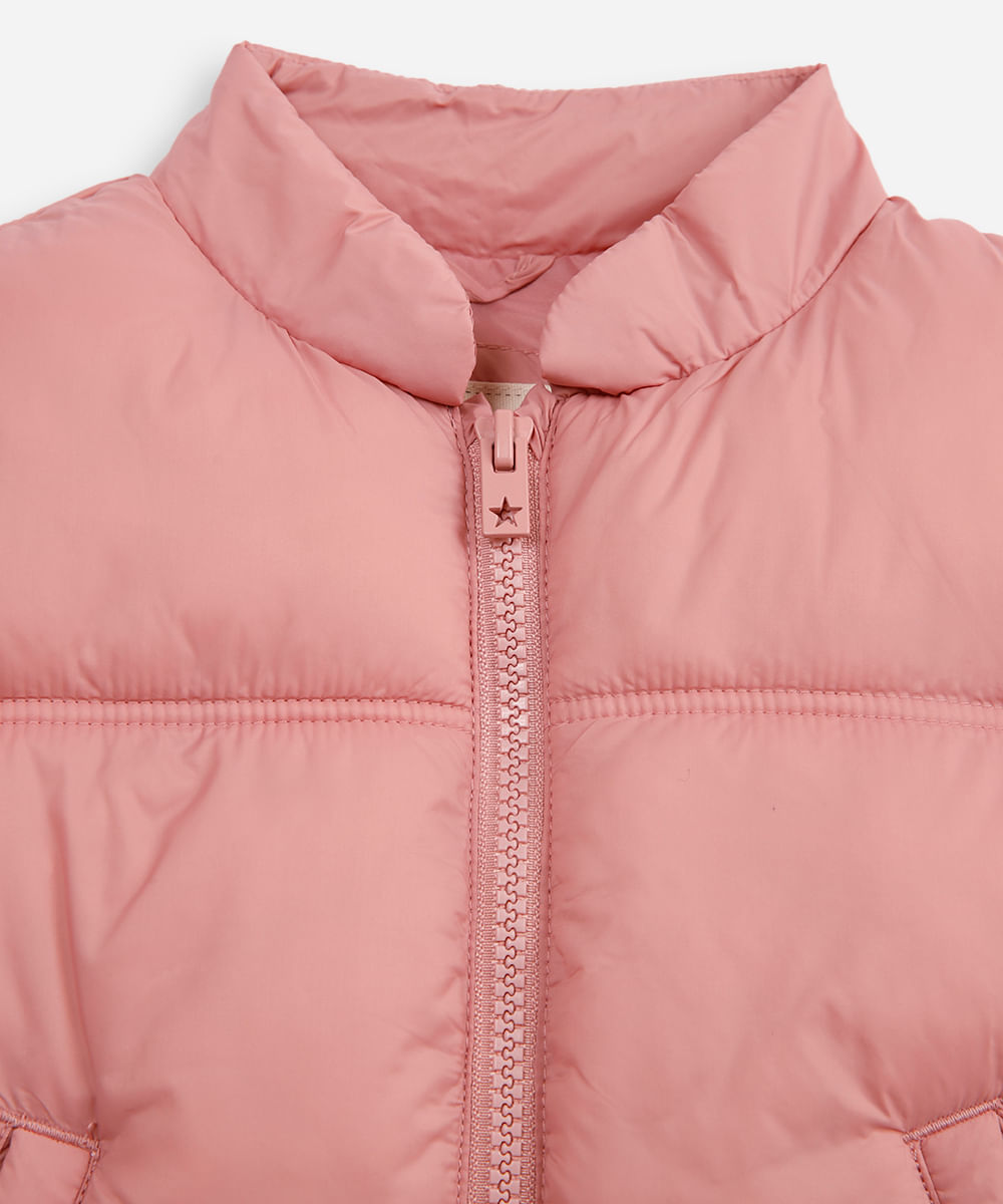 colete puffer infantil rosa
