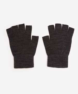 luva básica de tricot meio dedo cinza
