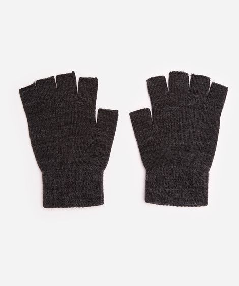 luva básica de tricot meio dedo cinza