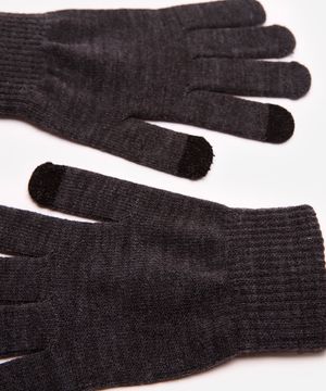 luva masculina de tricot touch screen cinza