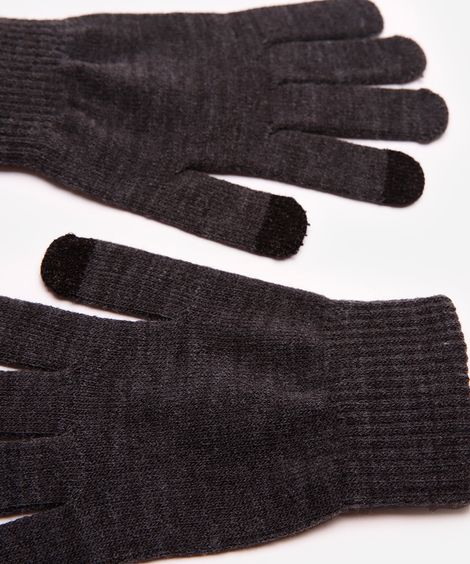 luva masculina de tricot touch screen cinza