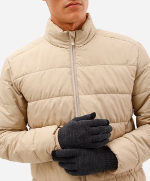 luva masculina de tricot touch screen cinza