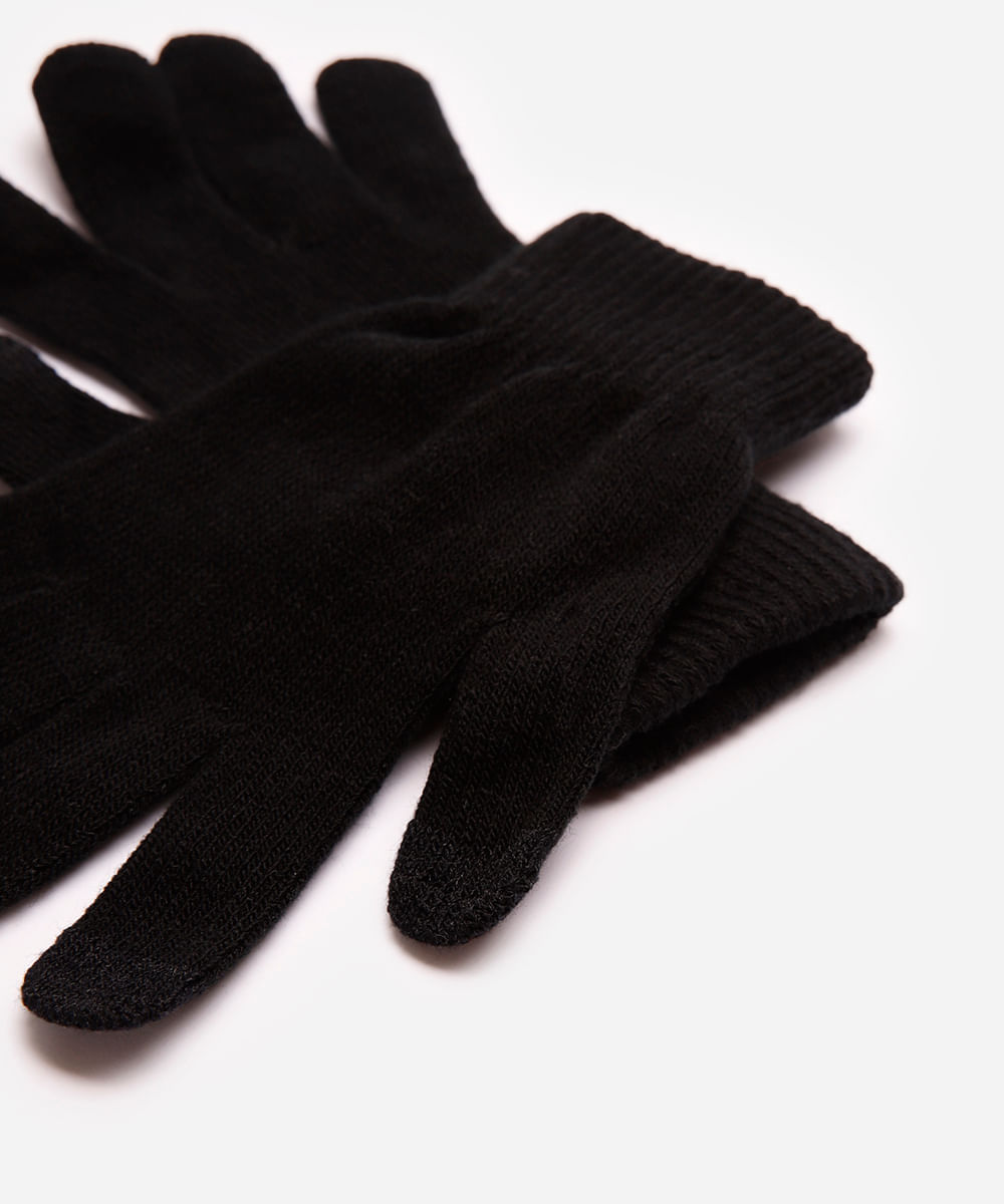 luva masculina de tricot touch screen preto