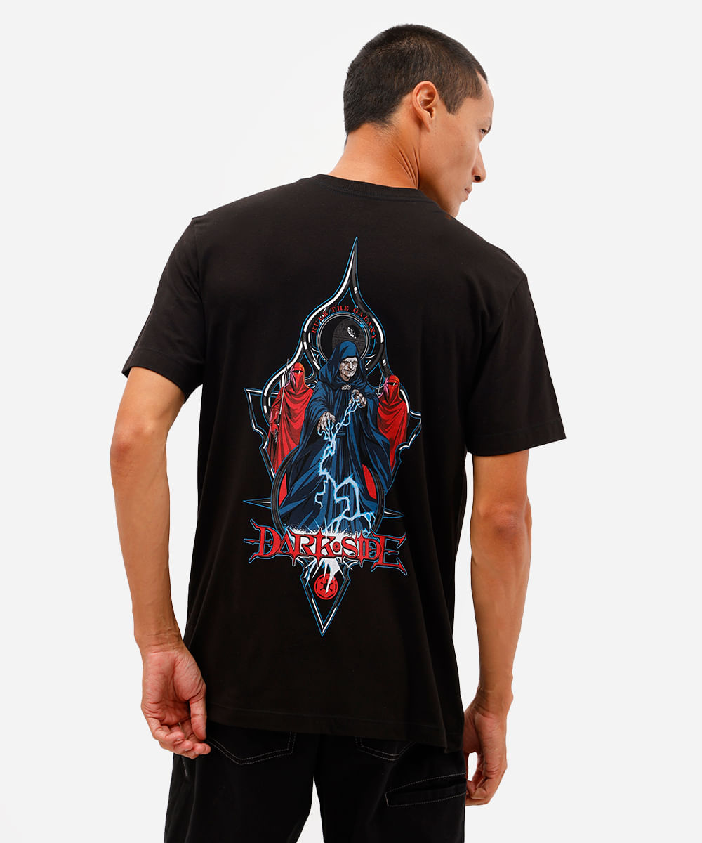 camiseta comfort masculina de algodão star wars darkside preta