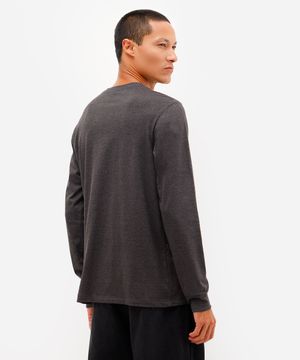blusa comfort masculina de algodão manga longa cinza
