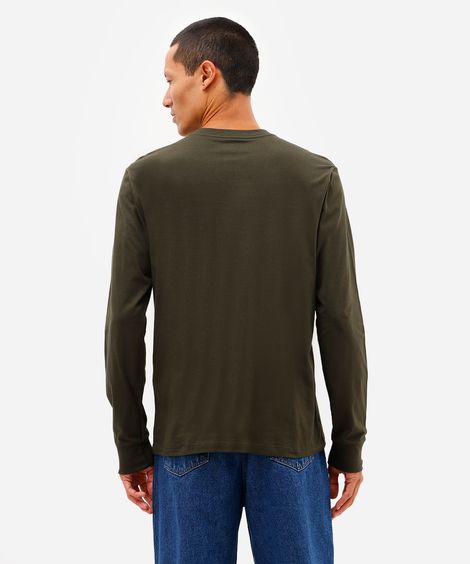 blusa comfort masculina de algodão manga longa verde