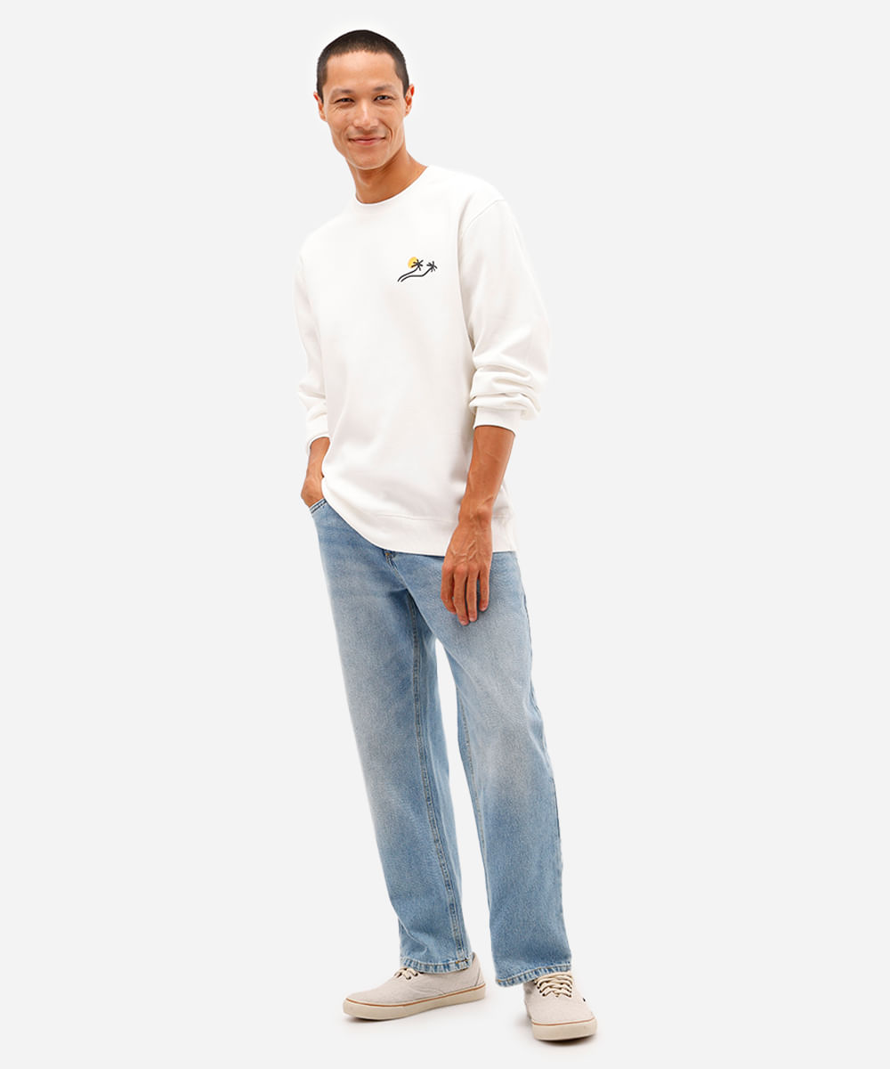 blusão masculino de moletom coqueiro branco