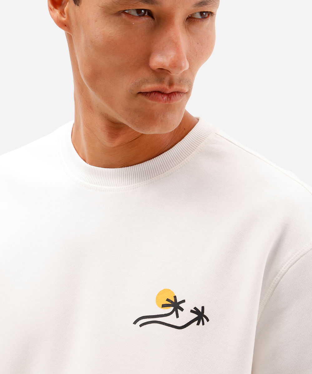 blusão masculino de moletom coqueiro branco