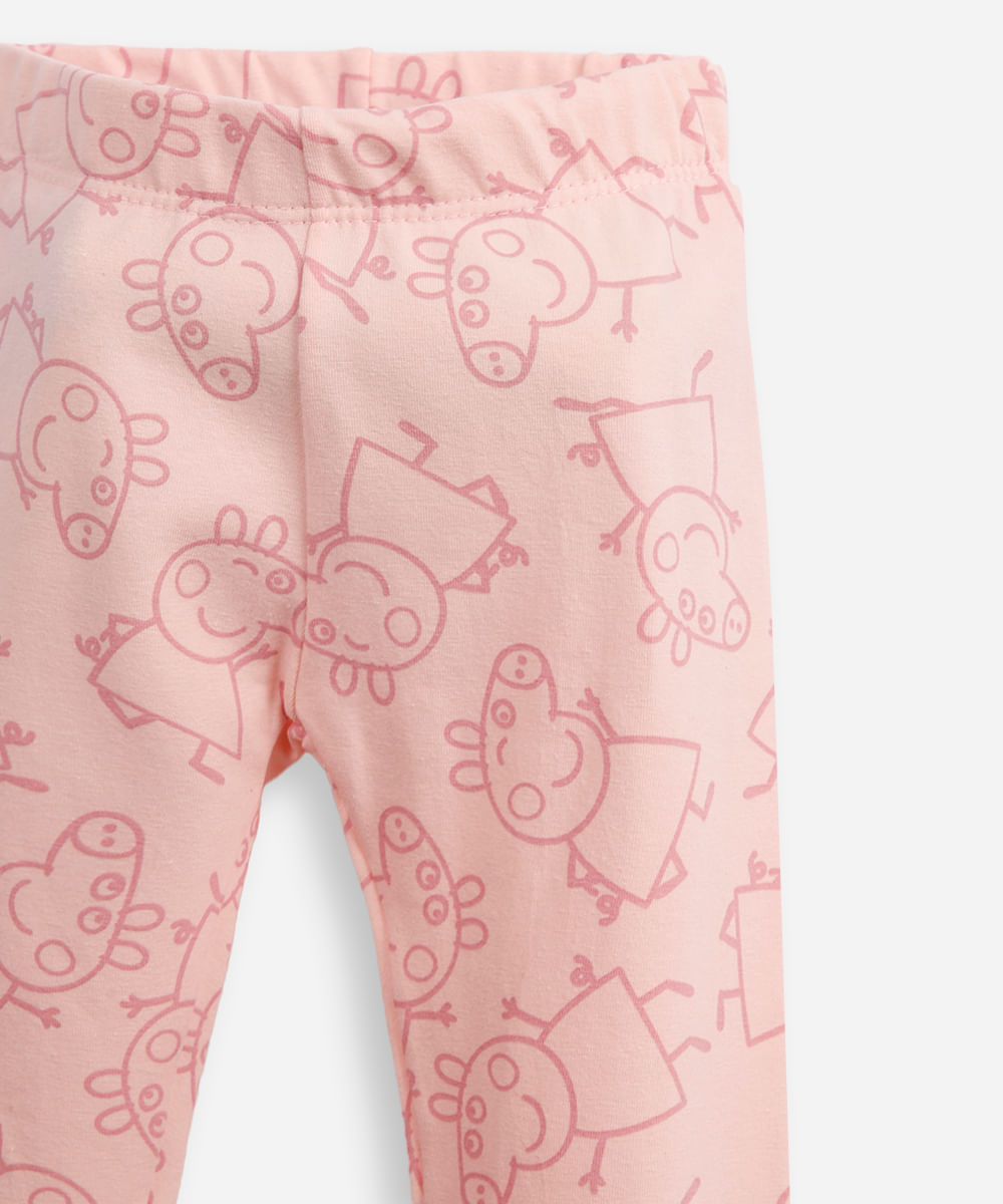 conjunto infantil longo de moletom com capuz peppa pig rosa