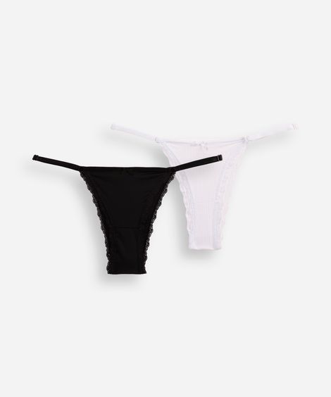 kit de 2 calcinhas biquíni com renda colorido