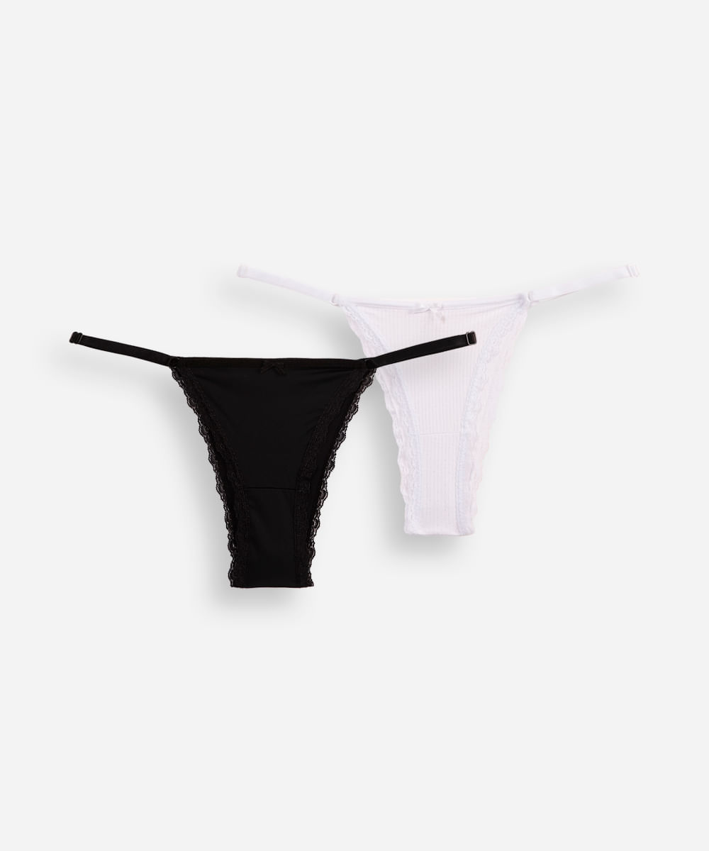 kit de 2 calcinhas biquíni com renda colorido