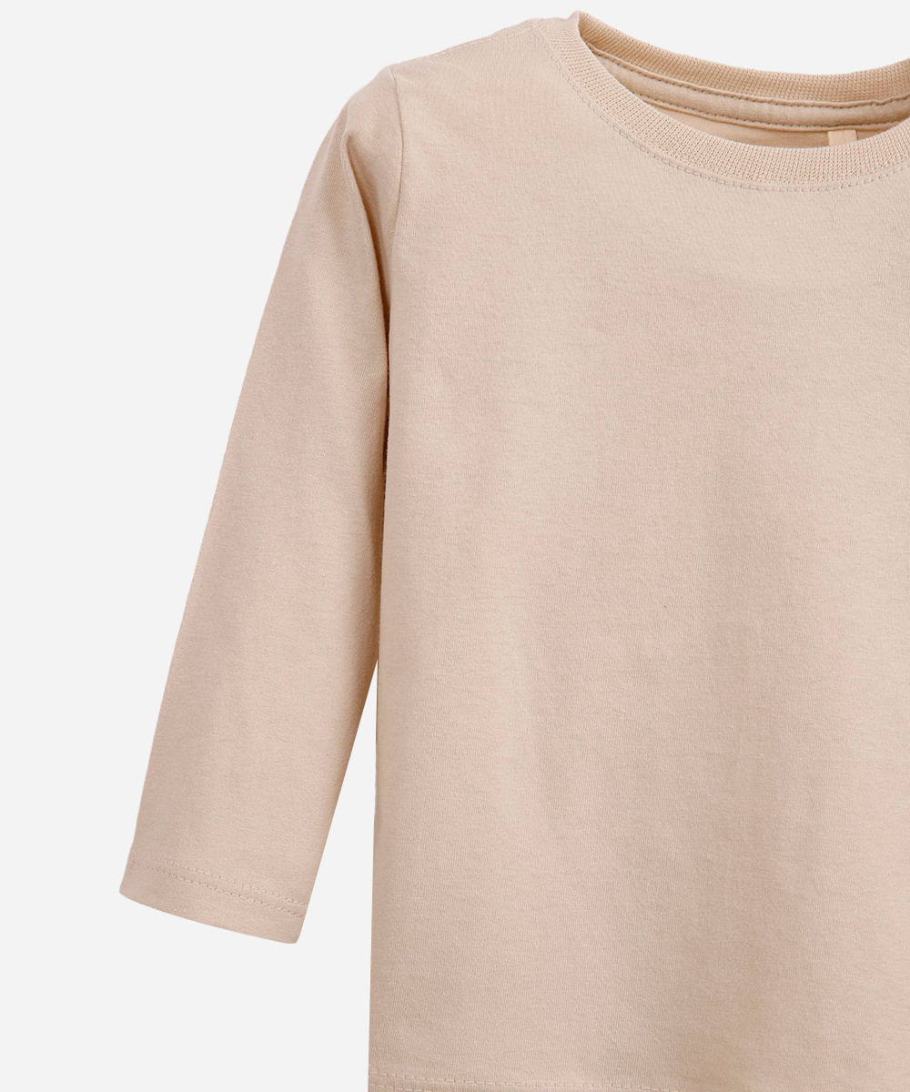 camiseta de algodão infantil bege