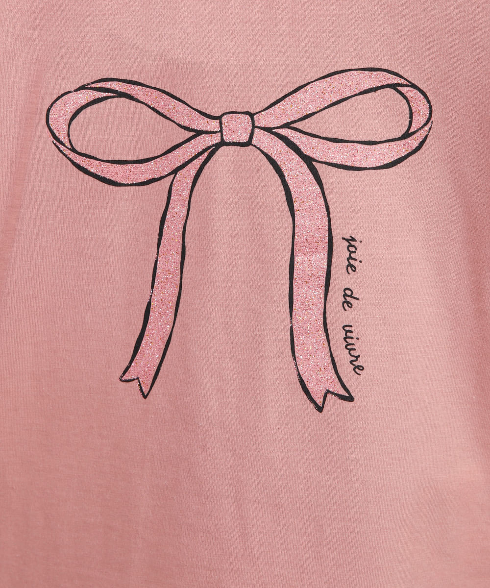 blusa de algodão infantil manga longa lacinho rosa