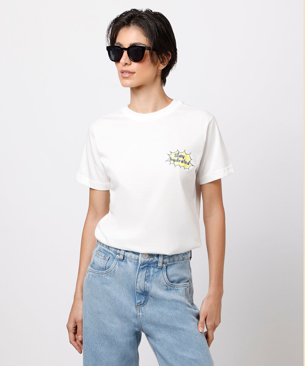 camiseta de algodão água de coco mindset off white