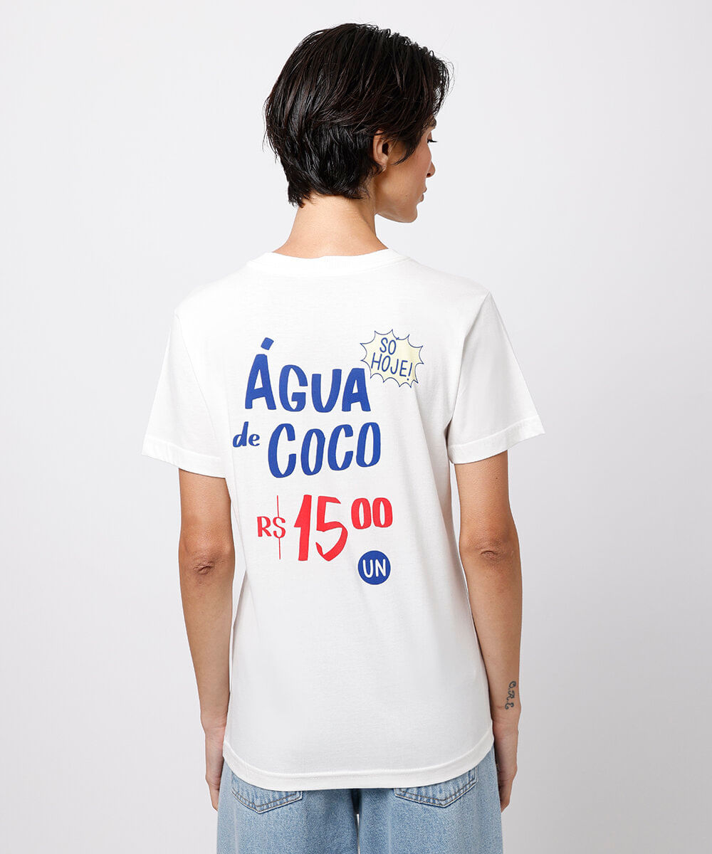 camiseta de algodão água de coco mindset off white