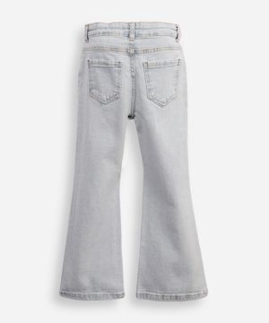 calça flare jeans infantil com brilhos azul