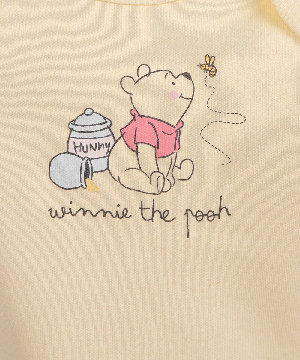 body infantil de algodão manga curta ursinho pooh amarelo