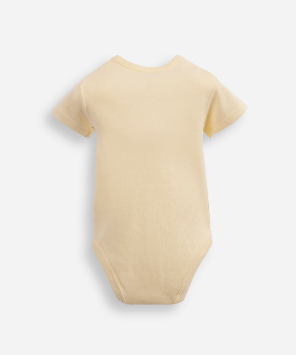 body infantil de algodão manga curta ursinho pooh amarelo
