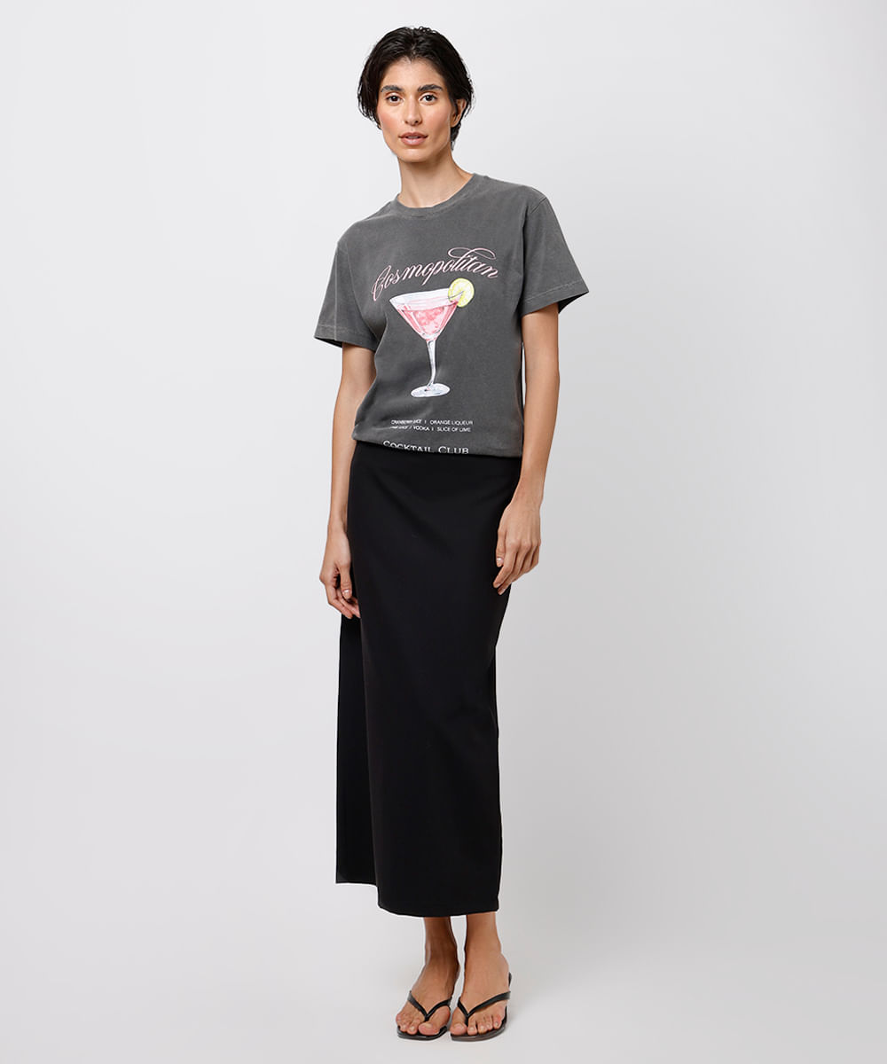camiseta feminina de algodão cosmopolitan mindset cinza