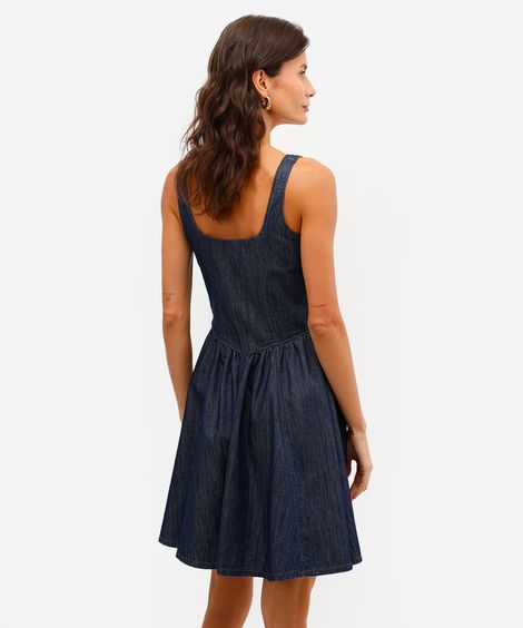 vestido curto godê feminino jeans azul