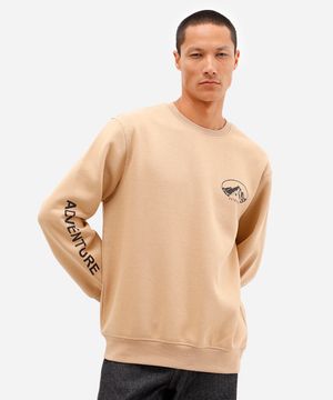 blusão masculino de moletom estampado bege