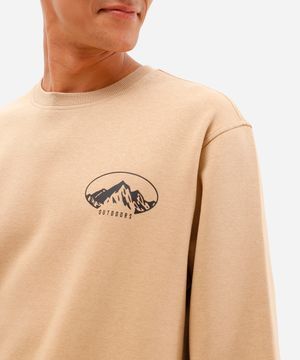blusão masculino de moletom estampado bege