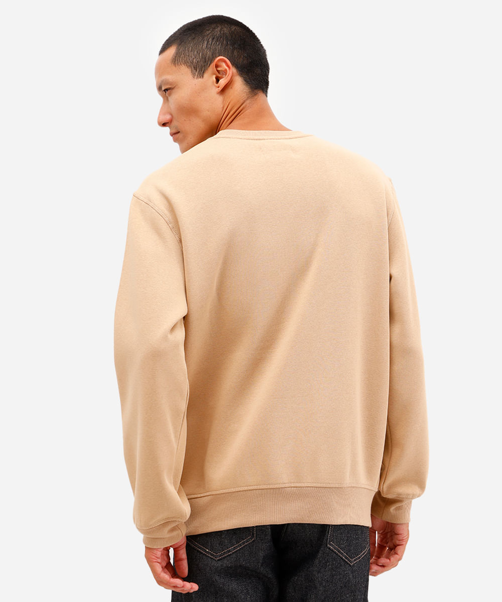 blusão masculino de moletom estampado bege