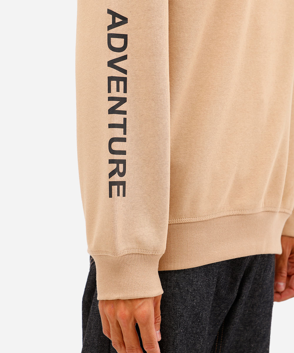 blusão masculino de moletom estampado bege
