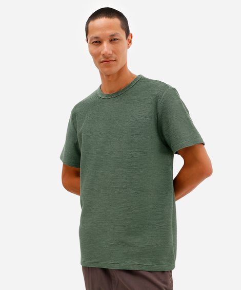 camiseta de algodão texturizada verde