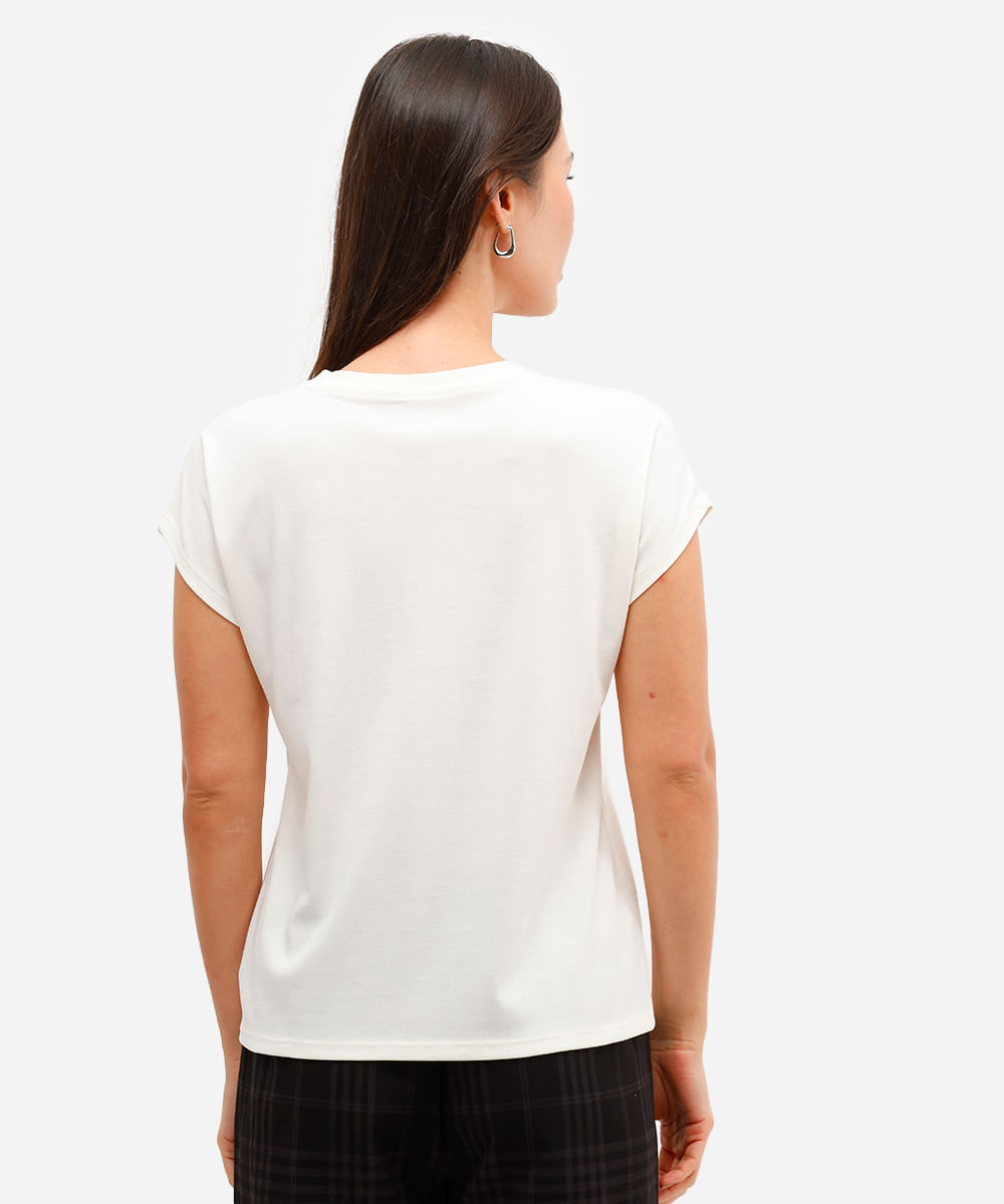 blusa feminina de algodão peruano decote v off white