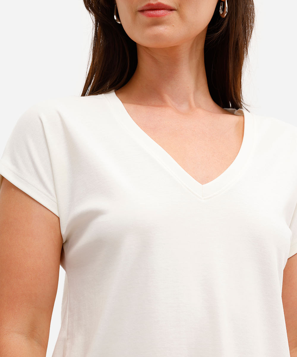 blusa feminina de algodão peruano decote v off white
