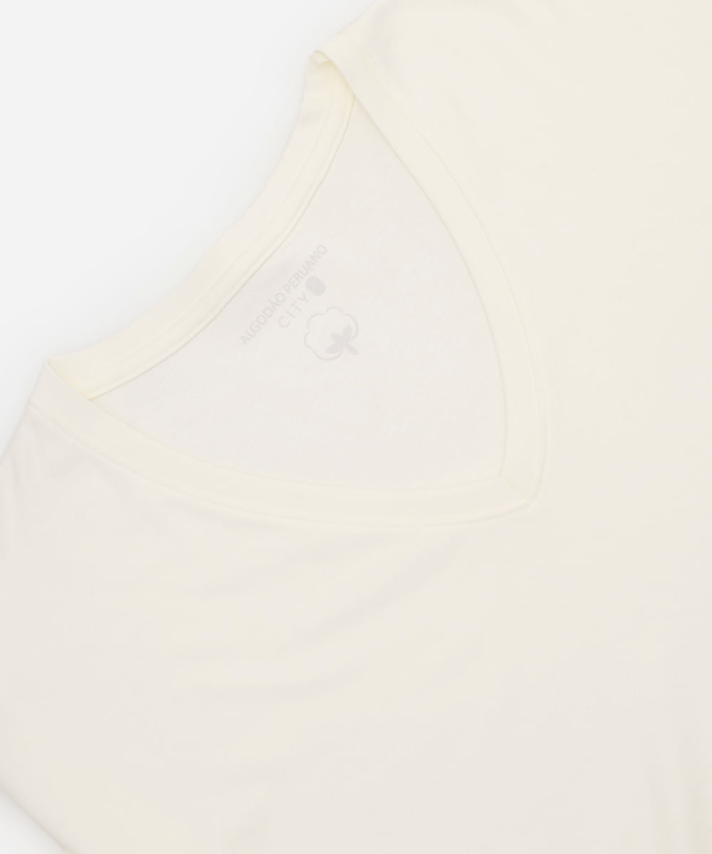 blusa feminina de algodão peruano decote v off white